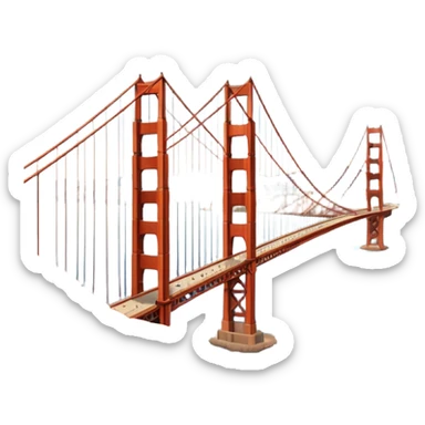 im trying to come up with a classic but still dynamic visual of the golden gate bridge and surrounding hills and the presidio for a work conference. Make it more linear. Include some depth and make it large and rectangular sticker