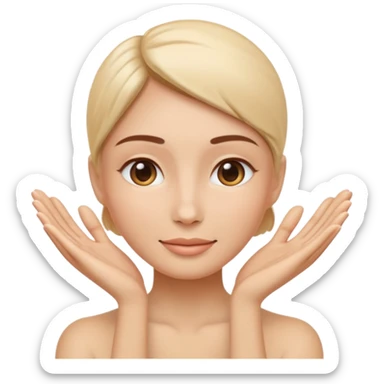 Minimal wellness-style emoji showing skin tightening,
a hand gently lifting and supporting facial skin upward,
subtle lifting gesture, smooth contours,
natural and calm look, non-medical, non-cosmetic,
no makeup, no injections, no surgery,
clean, modern, trustworthy wellness aesthetic sticker