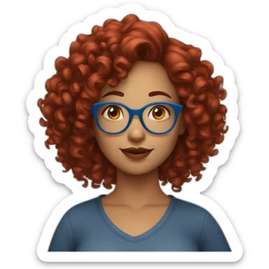 a-curvy-girl-with-dark-red-curly-hair-and-blue-glasses sticker