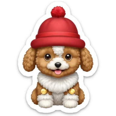create a toy pudle with new years hat sticker