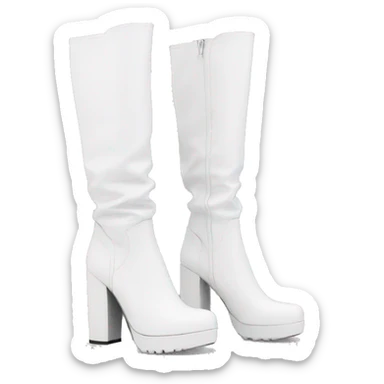 white knee high chunky heel boots sticker