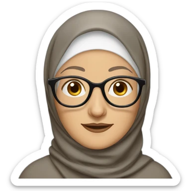 Hijabi old white woman with glasses and brown eyes sticker