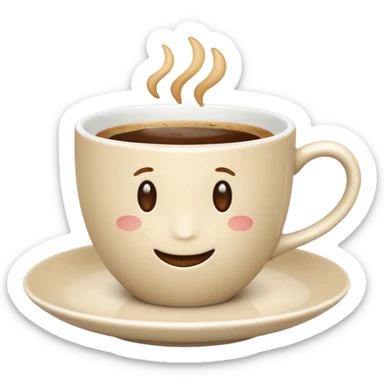 light beige classic coffee cup and saucer, refined look, Apple emoji style, no text sticker