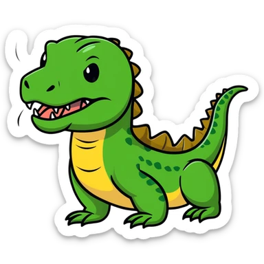 A fierce komodo dragon with detailed scales and flicking tongue sticker
