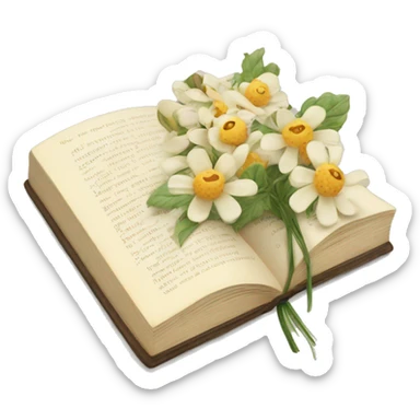 book with neutral flowers sticker