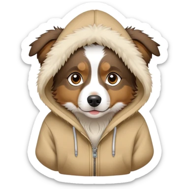 mini Australian shepherd wearing hoodie sticker