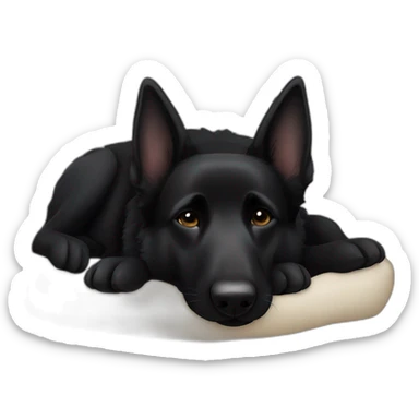 Black German shepherd sleeping sticker