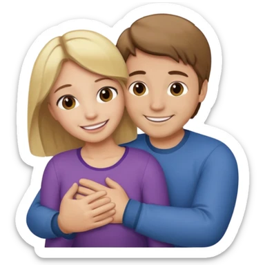 Caring hug brown hair man blonde hair woman sticker