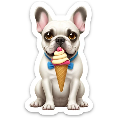 french bulldog with ice cream sticker