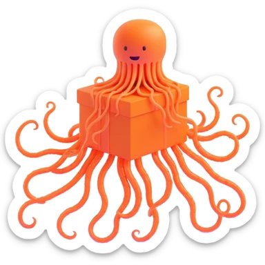 menacing box jellyfish with venomous tentacles close to a person swimming in blue water sticker