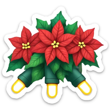 Christmas lights with poinsettias  sticker