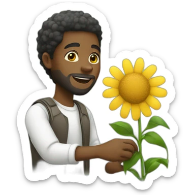 Black man picking flower sticker
