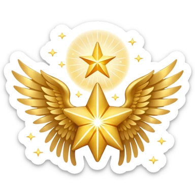 An image with wings on a star based on the star and wings of the basic emoji of the iPhone. sticker