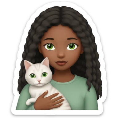 Black girl with grey cat sticker