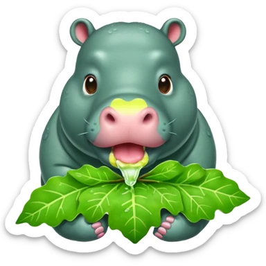hippo eating a leaf gutter  sticker