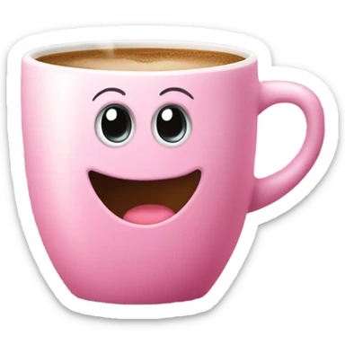 Pink coffee cup kawaii sticker