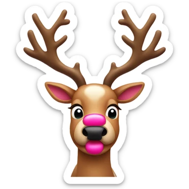 Reindeer with pink nose and bows on antlers  sticker