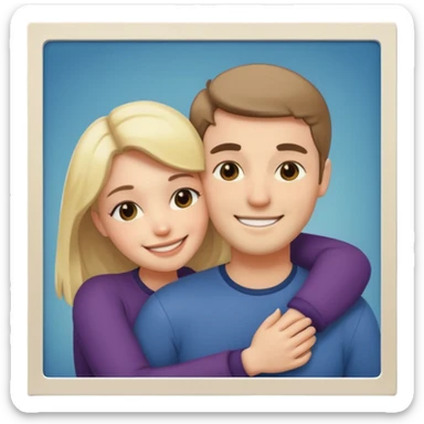 Couple hugs polaroid photo sticker