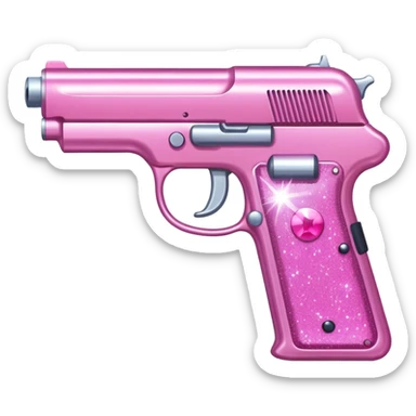 Pink glitter gun sticker