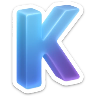 the letter K with a fancy colorful gradient for the color with blue and purple sticker