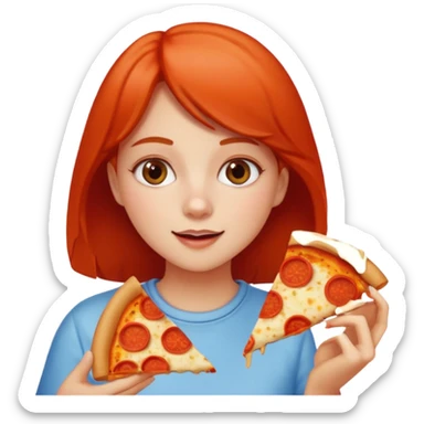 Girl eating pizza sticker