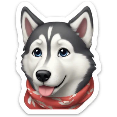 a husky with a foulard sticker
