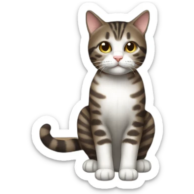 european cat with dark pinstripe tabby color and dark brownwool sticker
