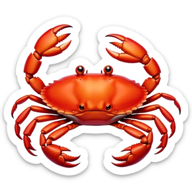 Cinematic Comical Red Crab Portrait Emoji, Head tilted dramatically with an exaggeratedly amused expression, featuring a vibrant, angular carapace with bold, expressive pincers and wide, comically animated eyes full of playful disbelief, Simplified yet hilariously expressive features, highly detailed, glowing with a slightly sassy oceanic glow, high shine, dramatic yet playful, stylized with an air of quirky coastal mischief, soft glowing outline, capturing the essence of a meme-worthy red crab that looks ready to pinch its way into viral fame! sticker