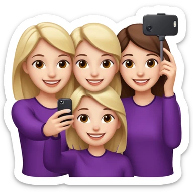Three girls taking selfie sticker