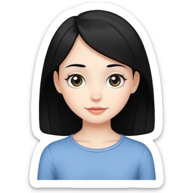 A white skin daughter with black hair and eyes. Skinny and cute sticker