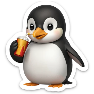 pinguino che mangia McDonald's  sticker