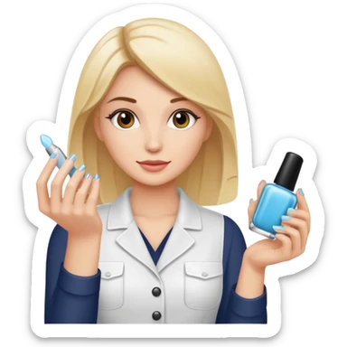 female nail master with buff and gel polish in hand  sticker