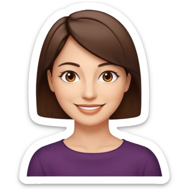 woman 40 years old brown eyes short brown straight hair smile sticker