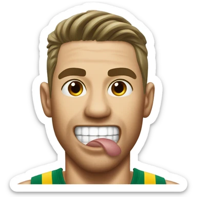 Australian Olympics athlete with his tongue poked out sticker