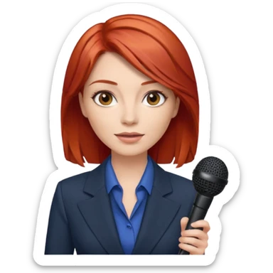 Beautiful news anchor woman with red hair and microphone  sticker