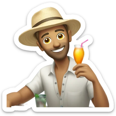 Water vacation white guy with cocktail sticker
