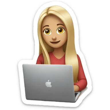 Girl studying with her laptop open in front of her and the girl has long straight hair  sticker