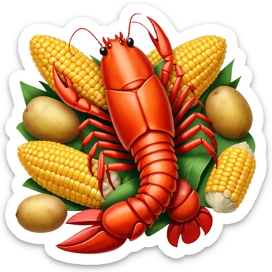 Louisiana crawfish boil with corn and potatoes sticker