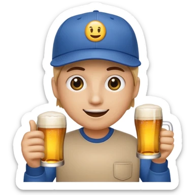 make an emoji holding a credit card and a beer with a flat brimmed baseball cap and glossy eyes sticker