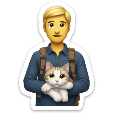 person with a cat on their shoulder sticker
