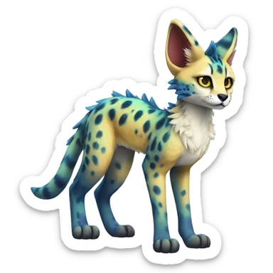 Cute Kawaii Epic Colorful Sergal-Serval-Vernid full body sticker