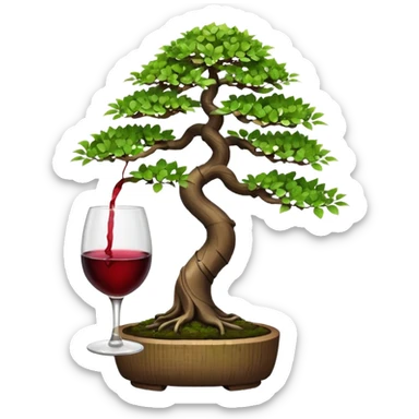Bonsai tree ‘holding’ glass of wine sticker