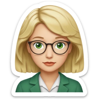 librarian teacher with short wavy blonde hair and green eyes sticker