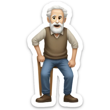 Really hairy old man with one big and one small leg sticker