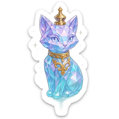 very luxurious crystal elixir bottle in the shape of a kitten, pastel gradient, lots of shine, edges, ornaments, golden details, magical effects, very small golden collar, transparent background, beautiful merging base, clearly floating in the air, no base or shadow, premium class, playful, fitting a collection sticker
