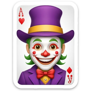 poker card with a funny jolly joker sticker