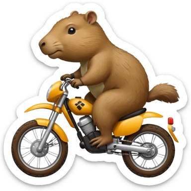 Capybara on a dirt bike sticker