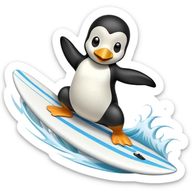 Tubarão surfando batendo em um pinguim sticker