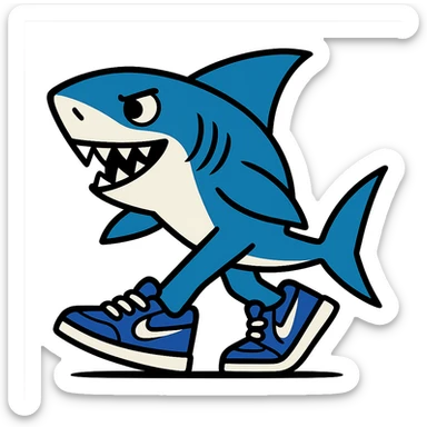 blue shark wearing blue Nike tennis shoes sticker