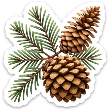 pine needle and cone emoji, brown sticker